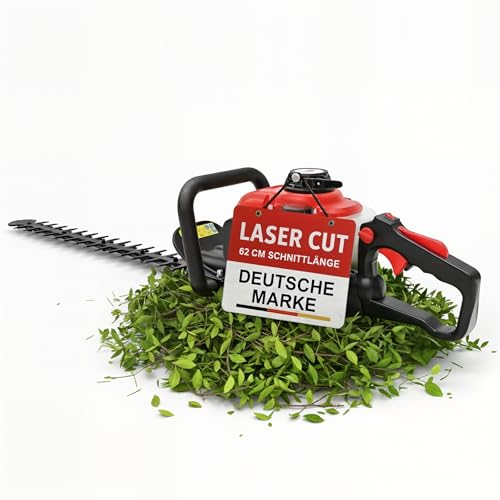 ONBEST Benzin-Heckenschere mit Drehgriff und Anstoßschutz – 680 mm Schwertlänge, 620 mm Schnittlänge – 1,02 PS – leistungsstark, ergonomisch, präzise und sicher für exakte Heckenpflege