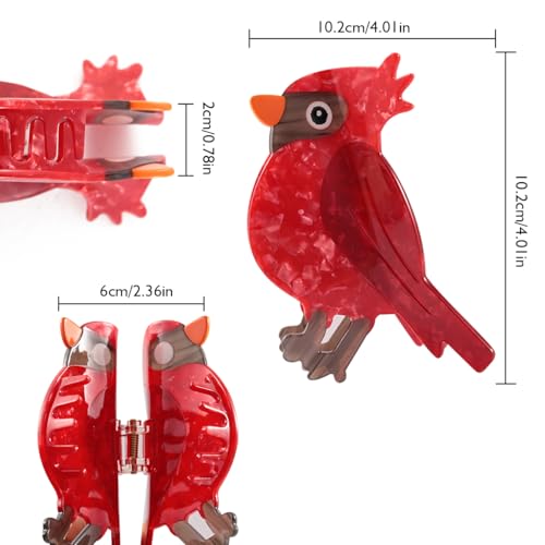 Personalized Acetate Hair Claw - Red Owl Design, Stylish Hair Clip for Unique Looks, Durable & Fashionable Hair Accessory for Women Girls Gift