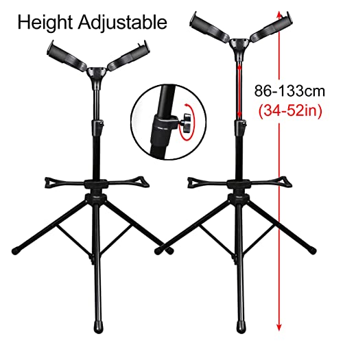Lqdp Guitare Support Au Sol Support Guitare pour 2 Guitares, Accessoires Guitare avec Pliable Verrouillage par Gravité Support de Cou & Repose-Dos, Universel Noir - Les Beatles, Paul McCartney, John Lennon, RIngo Starr, George Harrison Lqdp Guitare Support Au Sol Support Guitare pour 2 Guitares, Accessoires Guitare avec Pliable Verrouillage par Gravité Support de Cou & Repose-Dos, Universel Noir – Image 3