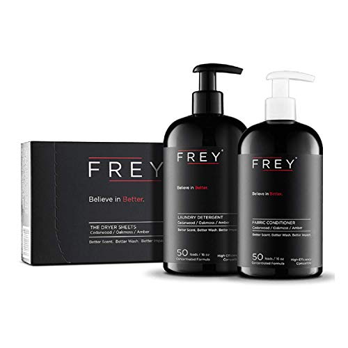 FREY Concentrated Clothes Detergent, Fabric Conditioner and Fabric Sheets Complete Package