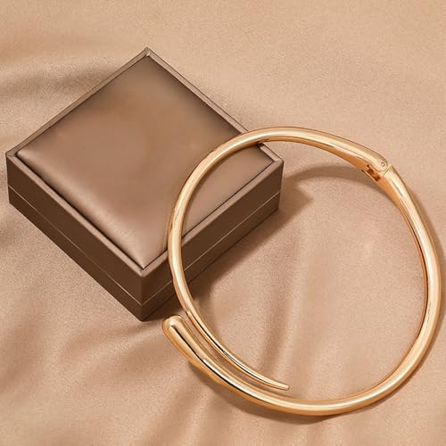 Chunky Choker Collar Necklace for Women Gold Teardrop Choker Necklace Statement Open Necklace Bold Spring Hinged Trendy Jewelry3