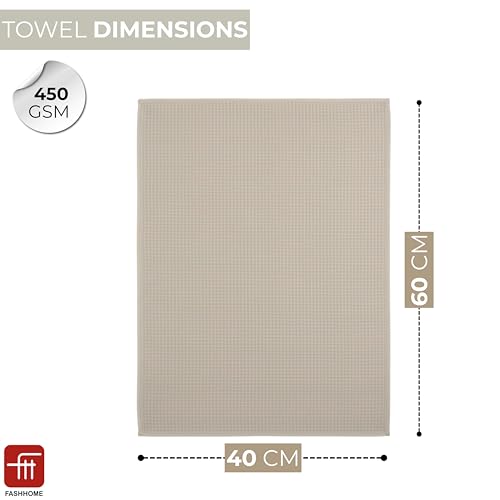 Image of Fash Home Waffle Terry Fusion 4pc HandTowel-40X60cm Full Large Size 100% Soft Cotton Super Luxurious | Quick Absorbent | Only for Premium Royal Elite Class Men /Women /Couples-CamelBeige & NaturalGrey