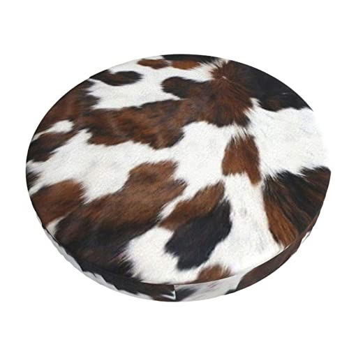 Round Bar Stool Cover Cushion Cowhide Tanblack Padded Round Bar Stool Cover Cushion with Elastic Fabric Polyester Round Seat Cushion Cover Slipcover Machine Washable 13 inches