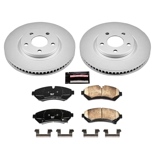 Image of PowerStop Front Brake Kit for Cadillac Seville 1998-02 - Fully-Coated Disc Rotors with Z17 Ceramic Brake Pads Replacement, CRK1549