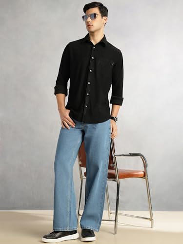 Image of Thomas Scott Men's | Corduroy | Full Sleeve | Slim Fit | Polyester-Blend | Single Pocket | Spread Collar | Casual Shirt