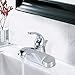 WOWOW Bathroom Faucet 1 Handle Low Arc Single Handle 4 inch Centerset Bathroom Sink Faucet with Lift Rod Drain Assembly Basin Mixer Tap Chrome Vanity Taps