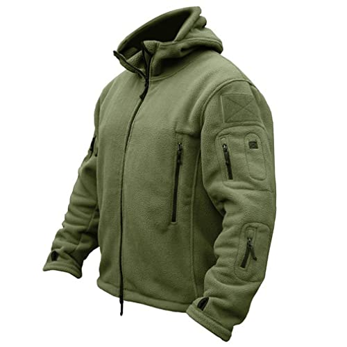 Carwornic Men's Military Tactical Fleece Jacket Warm Many Pockets Outdoor Hooded Coat #TOP11