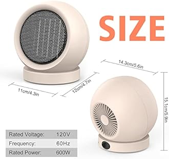 Space Heater,PTC Ceramic/Portable Electric Desktop Heater High Output Desktop Heater for Home Bedroom Office Desk Indoor Use(Light Brown)