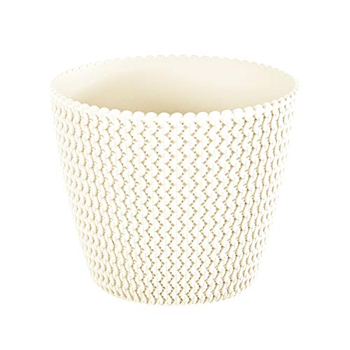Preisvergleich Produktbild Prosperplast Splofy Blumentopf Pflanzkübel Pflanzgefäß Blumenkübel Strickmuster Kunststoff (259mm, Cremig)