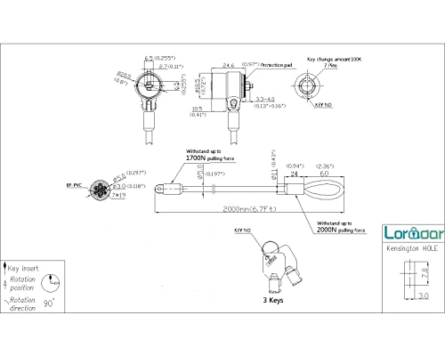 Loradar 10Pack Laptop Security Cable Lock Anti Theft 6.7Feet For Laptops, Monitor & Other Devices (Keyed Different+Master Key) #TOP3