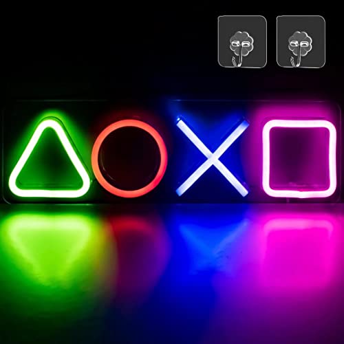 Gaming Neon Lights Signs for Playstation Icon Bedroom Wall Decor, LED Neon Light for Game Room, Living Room, Men Cave, Bar Club Decoration Setup Accessories Ornament