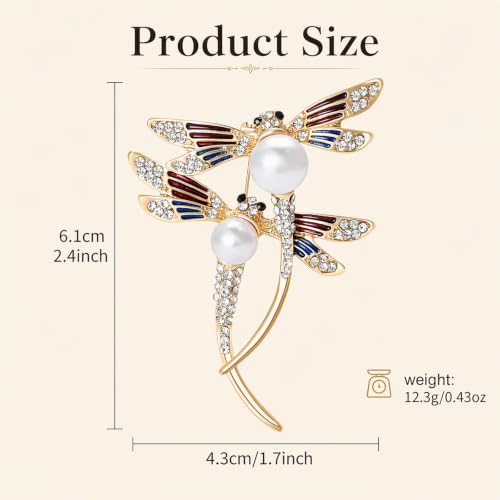 Image of Dragonfly Brooch Pin for Women Rhinestone Lapel Pins Vintage Animal Brooches for Costume Accessories