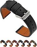 Benchmark Quick Release Leather Watch Band - Premium Italian Full Grain Leather Watch Straps for Men & Women (20mm, Black)