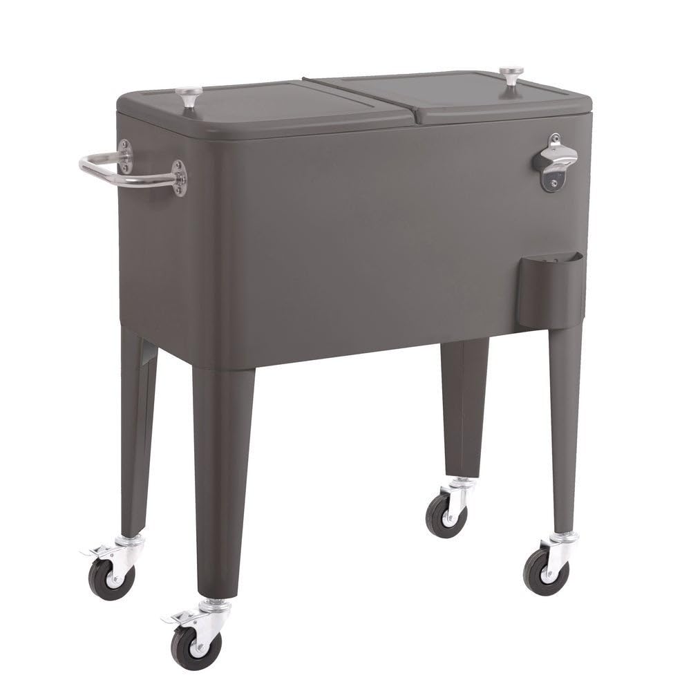 Nevera Vintage Carrito para Barbacoa | 56 litros de Capacidad, de Acero con epoxi Anticorrosión | Carrito de Bebidas Auxiliar isotermo | para Exterior, Jardín, Terraza | Fresh