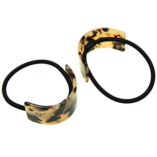 Pomeat 4pcs Faux Tortoise Shell Ponytail Holder Rectangle Ponytail Holder