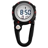 ＪＥＷＥＬＲＹＷＥ 懐中時計 ナースウォッチ デジタル表示 カラビナウォッチ 時計キーホルダー 男女通用 ナスカン シンプル バッグ ポケット (マットブラック)