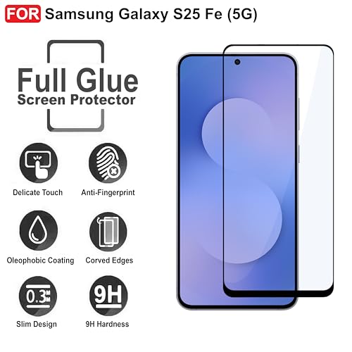 Image of CEDO Tempered Glass for Samsung Galaxy S25 FE (5G) | Screen Protector Full HD Quality Tempered Glass Anti-Scratch Edge to Edge Coverage with Easy Installation Kit (Black)