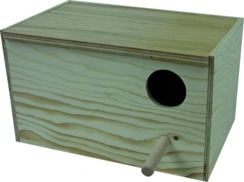 Nistkasten für Großsittiche - 30 x 20 x 20 cm, Vogelhaus, Vogelbrutkasten, Vogelnistplatz, Vogelunterkunft, Nistbox, Vogelhotel, Vogelbrutstätte Einflugloch ø 7 cm, Nistmulde und Anflugstange
