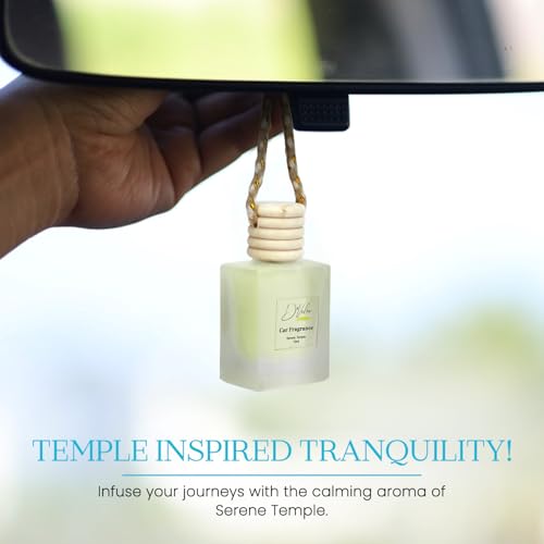 Image of D'Velas 40ml Car Freshener Diffuser Set - Long-Lasting Upto 120 Days | Serene Temple | No Paraben | 10ml Wooden Lid Bottle with 30ml Refill | Perfume Diffuser | Odor Eliminator for Car Interior