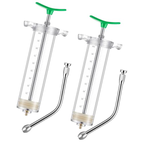 Threlaco 2 Pcs 100ml Large Drench Gun for Goats Large Dosage Feeding Gun Reusable Veterinary Medicine Syringe Continuous Dosing Feeding Dispenser for Goat Sheep Cattle Horse Livestock(Green)