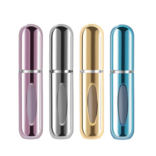 Yamadura Portable Mini Refillable Atomizer Perfume Bottle, 5ml Refillable Atomizer Perfume Spray, Scent Pump Case for Traveling and Outgoing (4 Pack)