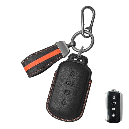 Image of Keyzone Royal Leather Key Cover for Tata Curvv, Curvv EV smart Key (Black)