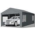 VINGLI 12x20 Carport Canopy, Car Canopy Portable Garage with Roll-up Windows & Removable Sidewalls, Outdoor Storage Shed Heavy Duty Car Tent for SUV, Boats, RVs, Trucks (with Walls)