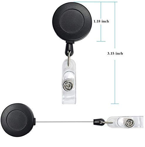 Image of FEDUS I.D. Card Retractable Holder Badge Yo Yo Clip [Pack of 3] (Black)