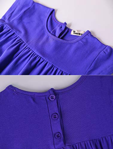 Image of Youwon Girls Dress Short Sleeve Solid Color Tunic A-Line Tiered Swing Dress 2-6 7-16