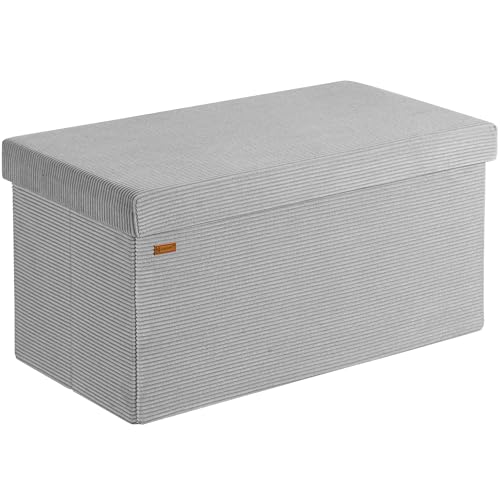 Casaria® Sitzbank mit Stauraum Grau Cord Faltbar Sitzbank 300kg Belastbar 76x38cm Truhe für Wohnzimmer Schlafzimmer Flur Diele Truhenbank Bank