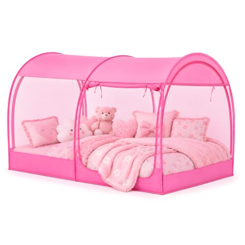 Image of Alvantor Full Size Canopy Bed Tent Mesh Full Mosquito Net for Beds Privacy Tent Slumberpod Blackout Indoor Tents for Beds Sleeping Pop Up Tents (Mattress Not Included)