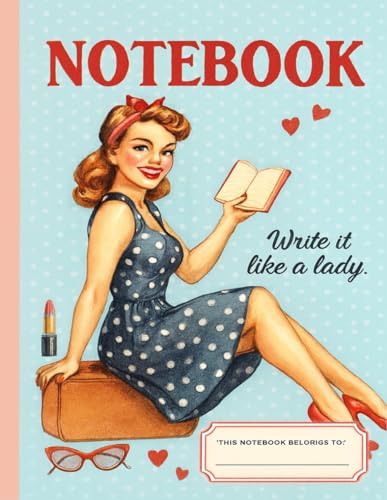 Retro Pin Up Notebook (8.5 x 11 Inches): Vintage Lined Journal with 1950s Inspired Cover, 110 Pages for Writing, Notes, Journaling and Everyday Ideas image 2