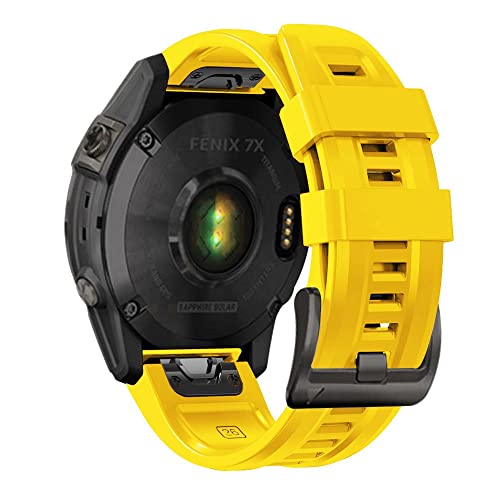 Bracelet en silicone 22mm jaune pour Garmin Fenix 7 et 6 Pro - 3