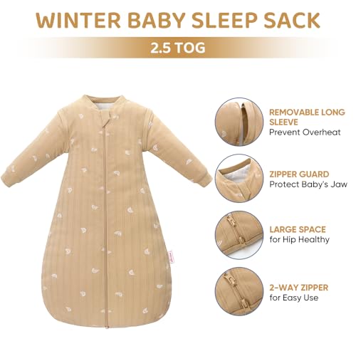 Image of Baby Sleep Sack, TOG 2.5 Winter Wearable Blanket, Removable Long Sleeves Baby Sleeping Bag for Infants and Toddlers, Super Soft Warm Comfortable Sleeping Sack, Rainbow, 6-18M