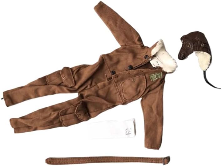1:6 Scale Clothes Japanese WWII Pilot Air Force Coverall Hat Scarf Belt Parts Model for 12"