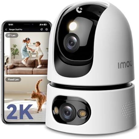 Imou Dual-Lens 2K+2K Indoor Security Camera, House Security Camer...