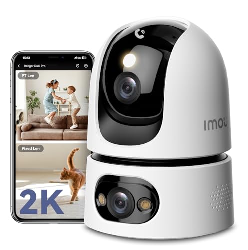 Imou 2K+2K Dual Kameras Überwachung Innen mit Mensch/Tier, 2.4/5GHz WLAN 360° PTZ...