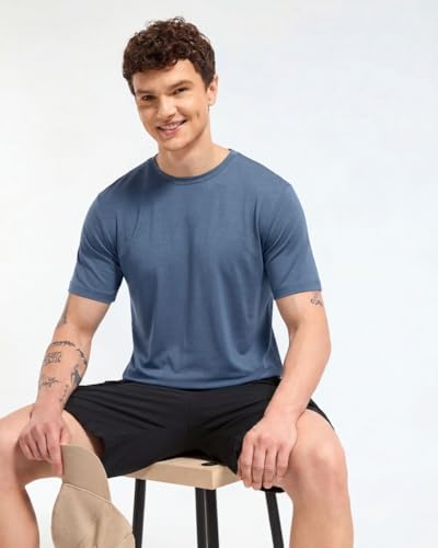 Image of Wellbi Bamboo Men's Tshirt - Ultra-Soft, Breathable & Sustainable | Premium Cotton Blend for Supreme Comfort | Stylish & Eco-Friendly T-Shirt for Men | Tshirt Men Cotton