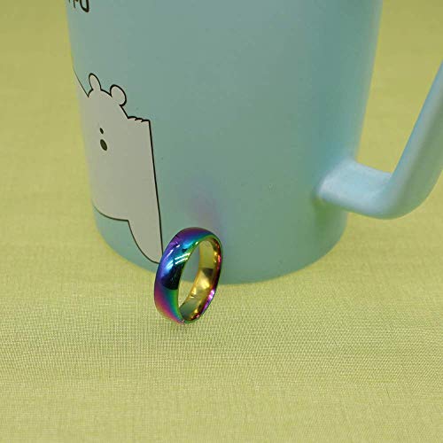 HSQYJ Rainbow Wedding Bands Stainless Steel Classic 6mm True Love Gay Lesbian Wedding Engagement Promise Band Rings Unisex Comfort Fit4