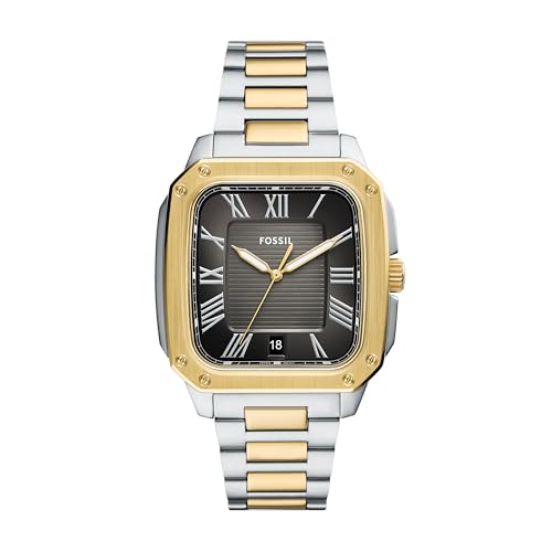 Montre Bicolore Acier Inoxydable Fossil Crosby FS6123 Homme anti rayure et élégante
