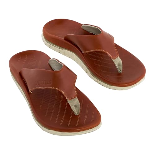 VIKTOS Men's Ruck Recovery XC Leather Lightweight Casual Outdoor Flip Flop Sandals w/Custom Fit Thermoformable EVA Footbed