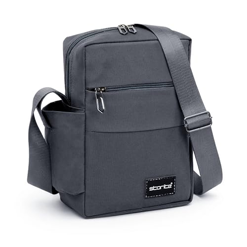 Image of Storite 10 Inch Stylish Padded Mini Sling Crossbody Bag for Men and Women, Small Passport Travel Sling Bag With Water Bottle Pocket