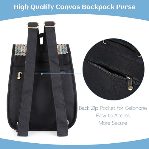 MAZEXY Embroidered Backpack Purse for Women, Boho Elegance Vintage Ethnic Floral Shoulder Handbag4