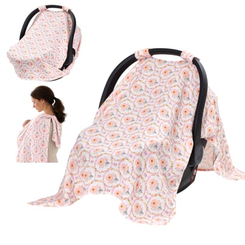 SERAPHY 2-in-1 Muslin Baby Car Seat Cover & Nursing Cover for Breastfeeding