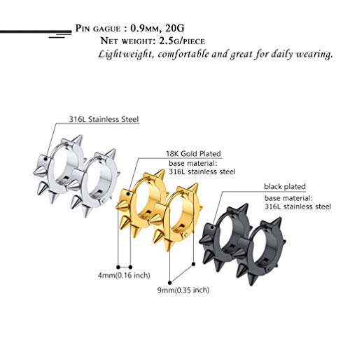 Huggie Hoop Earrings For Men Women Jewelry Black Gold Stainless Steel Goth Gothic Punk Dagger Edgy Spiked Spike Earrings #TOP5