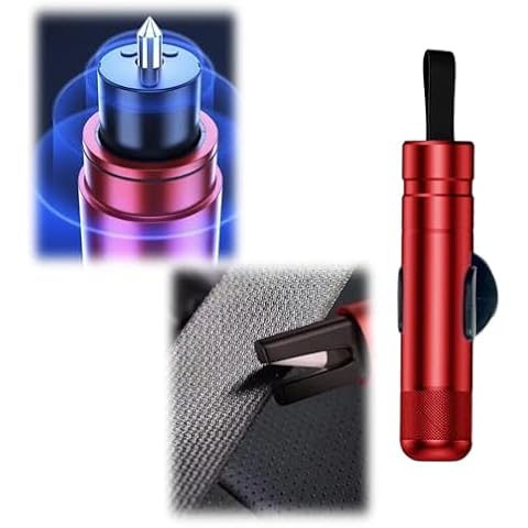 CIMIKY car Safe Hammer Glass Breaker,Safety Hammer,Safe Hammer Glass Breaker Under Water,auto Rescue Tool Window Breaker,seat Belt Cutter and Glass Breaker Escape Tool (Red) Cover