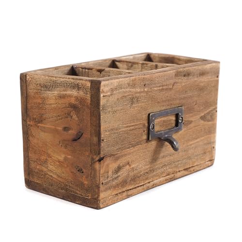 DESIGN DELIGHTS Boîte à crayons en bois vintage 19 - Acajou - 19 x 12 x 10 cm (l x H x P) -...