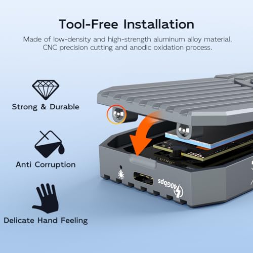 Image of MAIWO 40Gbps Thunderbolt 4 M.2 NVMe SSD Enclosure for M1 M2 Pro /Max, Compatible with Thunderbolt 4 /3 USB4 /3.2 /3.1 /3.0 /2.0, 8TB Capacity, Support 2280 M&B+M-Key, Tool Free