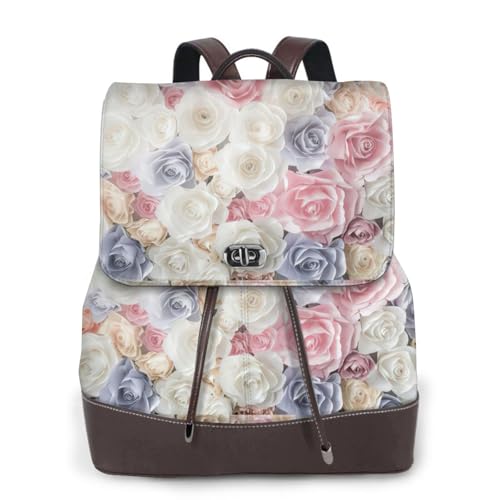 Sac à dos en cuir pour femme à imprimé floral rose chic