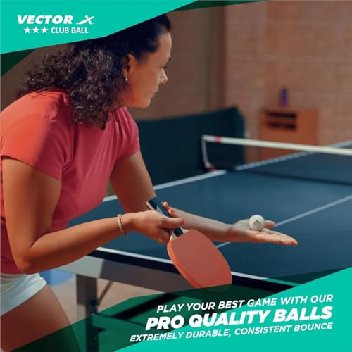 Image of Vector X Club 3 Star Premium ABS Plastic Table Tennis Balls Pack of 3 Pcs.| High Performance TT Balls for Professional Matches and Training | Ideal for Adults & Kids (White) - 1 Box